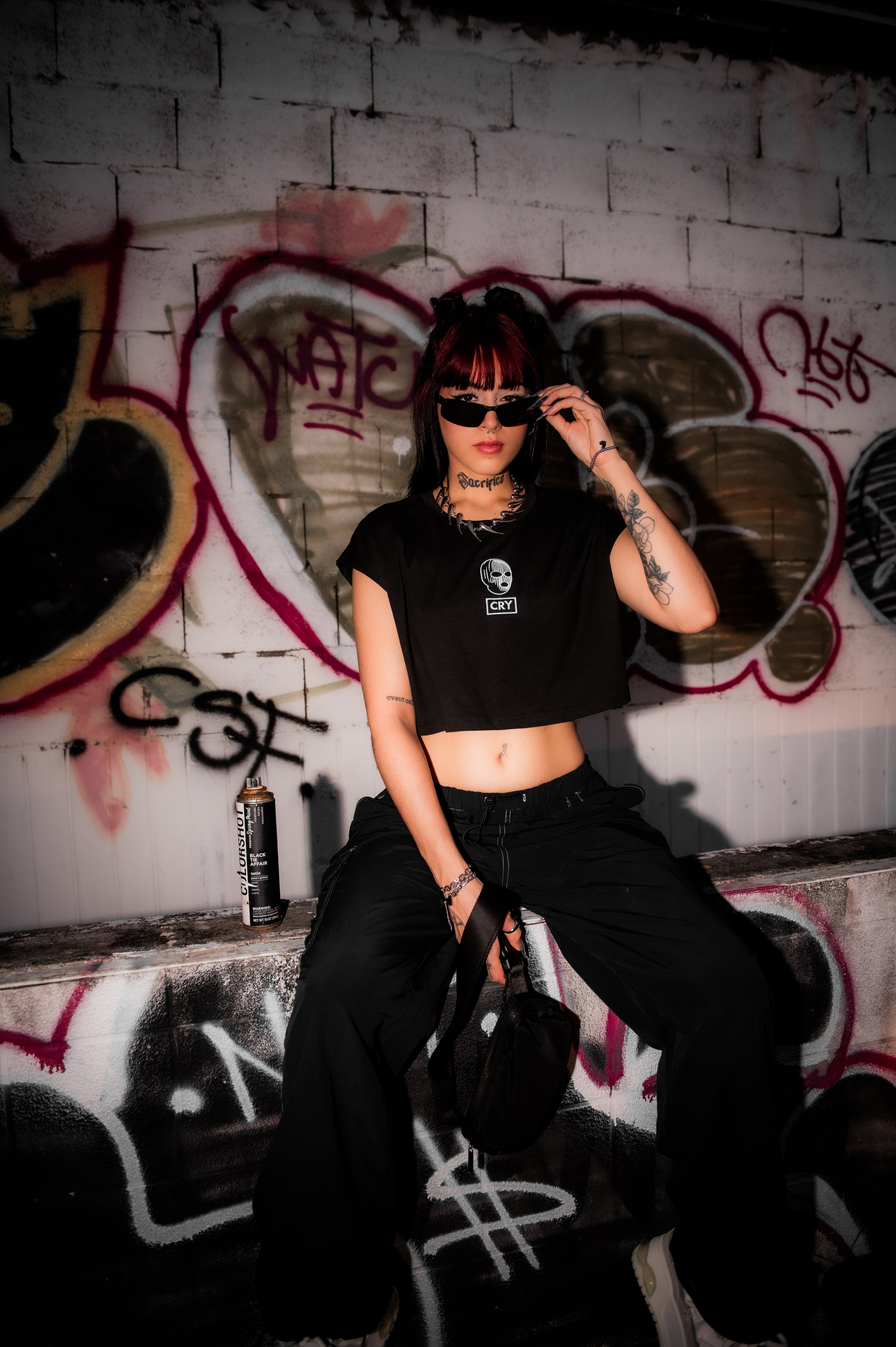CRY  Black Crop Top