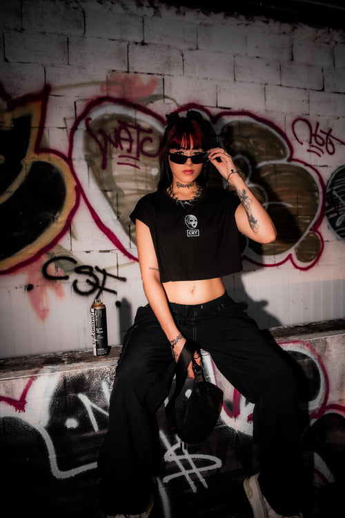 CRY  Black Crop Top